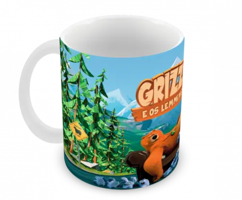 Caneca Polímero Grizzy e os Lemmings Personalizada