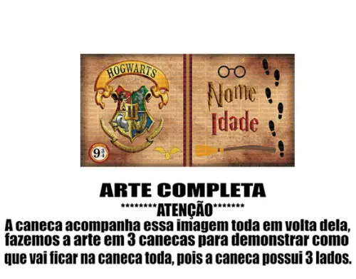 Caneca Polímero Harry Potter Nome e Idade Personalizada