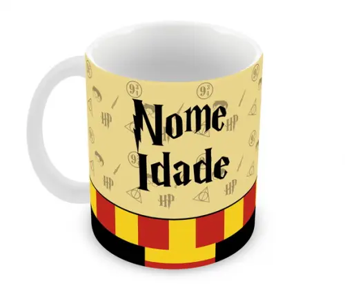 Caneca Polímero Harry Potter Nome e Idade Personalizada