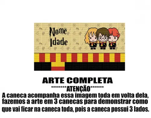 Caneca Polímero Harry Potter Nome e Idade Personalizada