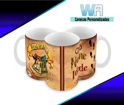 Caneca Polímero Harry Potter Nome e Idade Personalizada