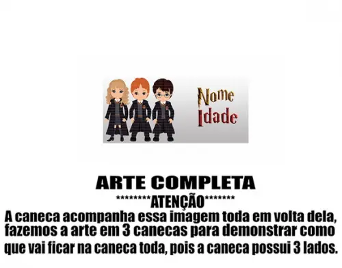 Caneca Polímero Harry Potter Nome e Idade Personalizada