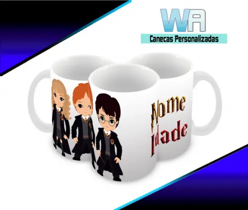 Caneca Polímero Harry Potter Nome e Idade Personalizada