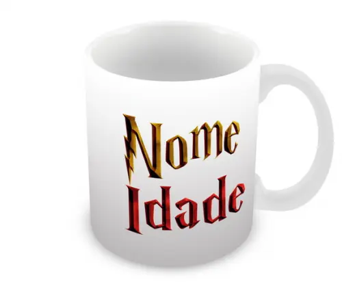 Caneca Polímero Harry Potter Nome e Idade Personalizada