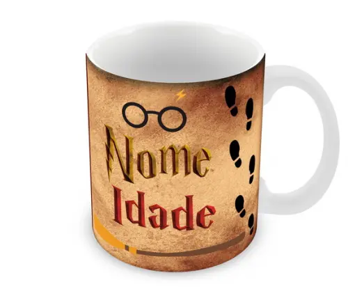 Caneca Polímero Harry Potter Nome e Idade Personalizada