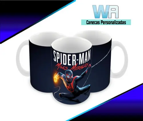 Caneca Polímero Homem Aranha Miles Morales Personalizada