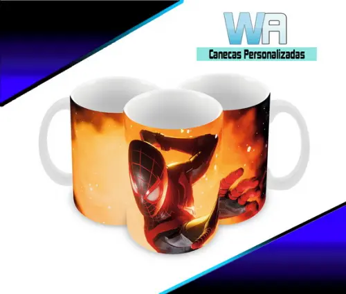 Caneca Polímero Homem Aranha Miles Morales Personalizada