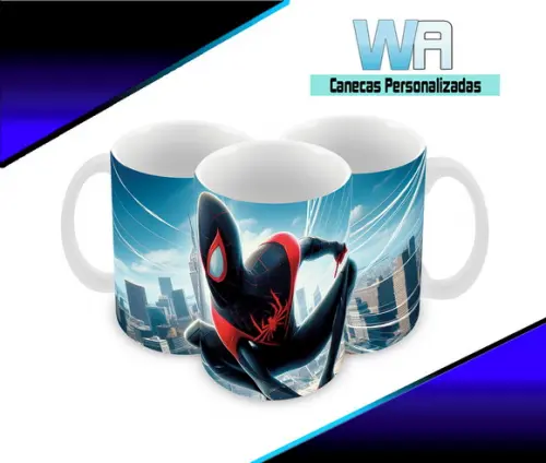 Caneca Polímero Homem Aranha Miles Morales Personalizada