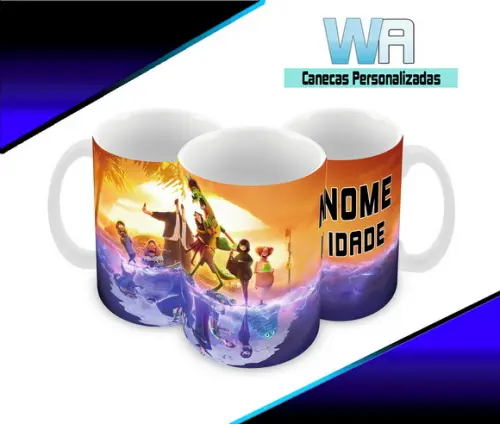 Caneca Polímero Hotel Transilvânia Seu Nome Personalizada