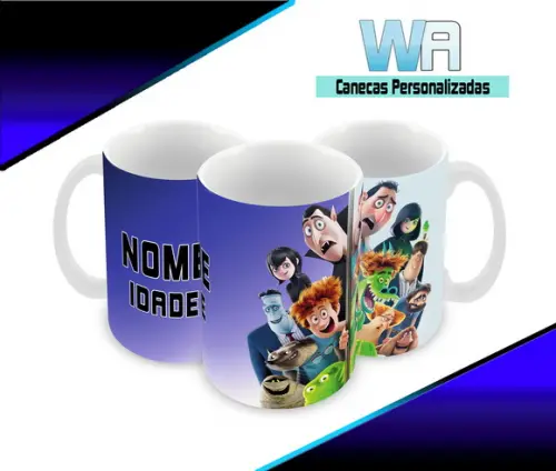 Caneca Polímero Hotel Transilvânia Seu Nome Personalizada