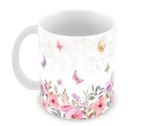 Caneca Polímero Jardim de Borboleta Personalizada
