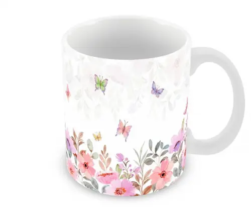 Caneca Polímero Jardim de Borboleta Personalizada