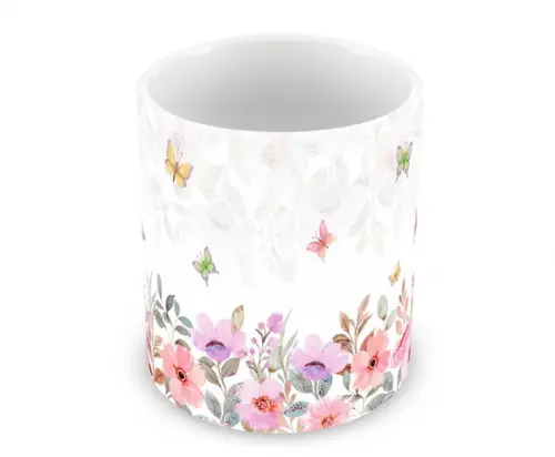 Caneca Polímero Jardim de Borboleta Personalizada