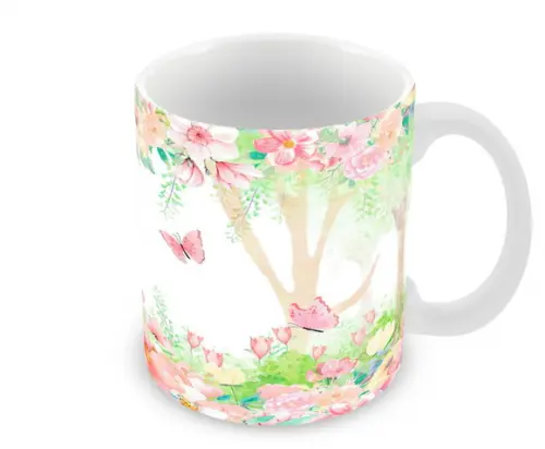 Caneca Polímero Jardim de Borboleta Personalizada