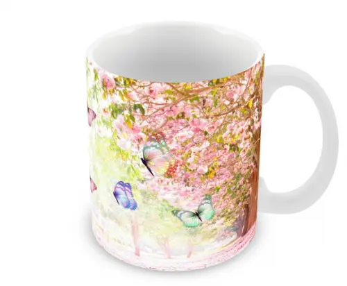 Caneca Polímero Jardim de Borboleta Personalizada
