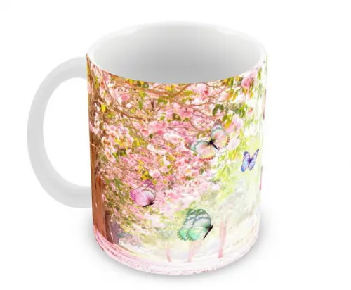 Caneca Polímero Jardim de Borboleta Personalizada