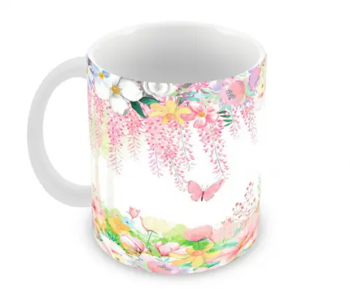 Caneca Polímero Jardim de Borboleta Personalizada