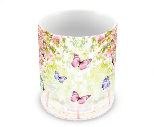 Caneca Polímero Jardim de Borboleta Personalizada
