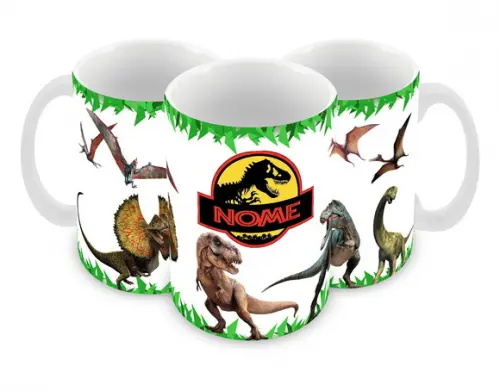 Caneca Polímero Jurassic World Seu Nome Personalizada