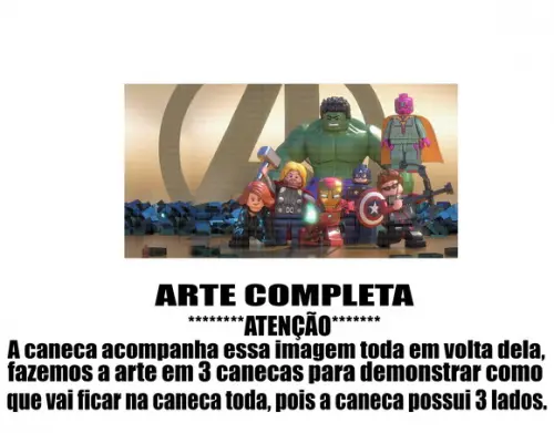 Caneca Polímero Lego Vingadores Personalizada
