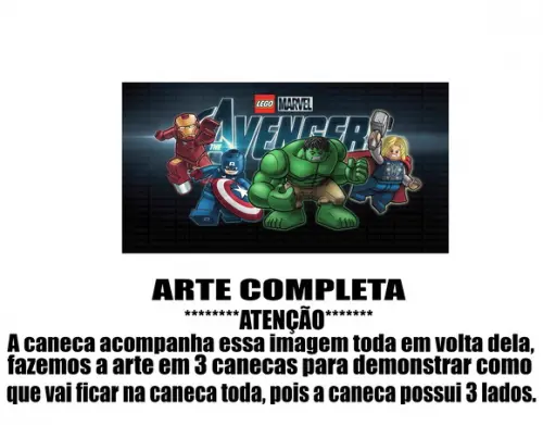 Caneca Polímero Lego Vingadores Personalizada