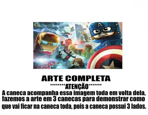 Caneca Polímero Lego Vingadores Personalizada