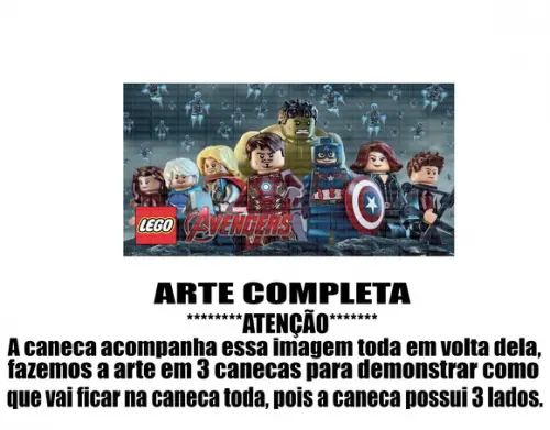 Caneca Polímero Lego Vingadores Personalizada