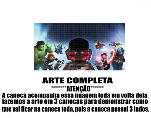Caneca Polímero Lego Vingadores Personalizada