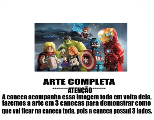 Caneca Polímero Lego Vingadores Personalizada