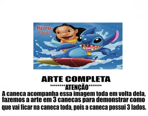 Caneca Polímero Lilo e Stitch Nome e Idade Personalizada