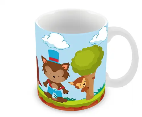Caneca Polímero Lobo Mau Chapeuzinho Vermelho Personalizada