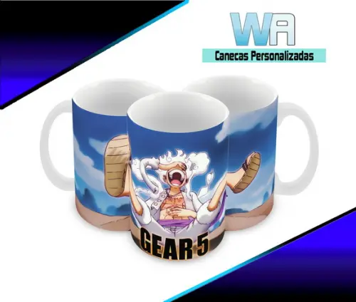 Caneca Polímero Luffy Gear 5 One Piece Personalizada