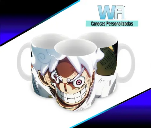 Caneca Polímero Luffy Gear 5 One Piece Personalizada