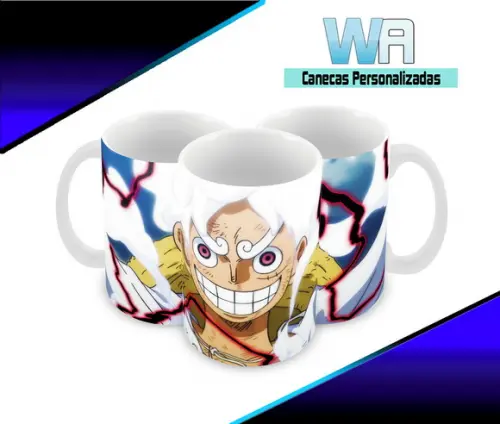 Caneca Polímero Luffy Gear 5 One Piece Personalizada