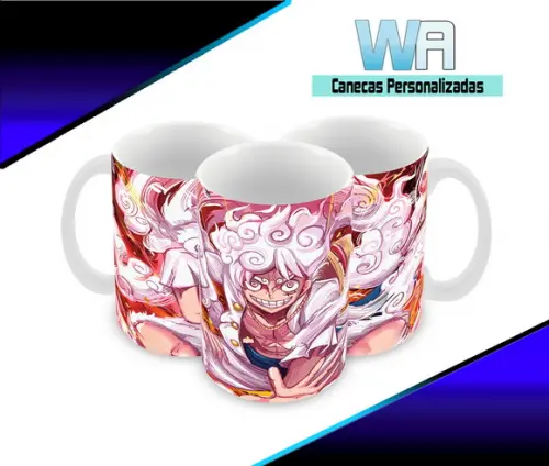 Caneca Polímero Luffy Gear 5 One Piece Personalizada
