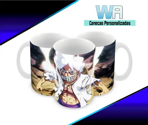 Caneca Polímero Luffy Gear 5 One Piece Personalizada