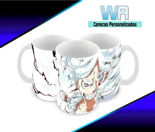 Caneca Polímero Luffy Gear 5 One Piece Personalizada