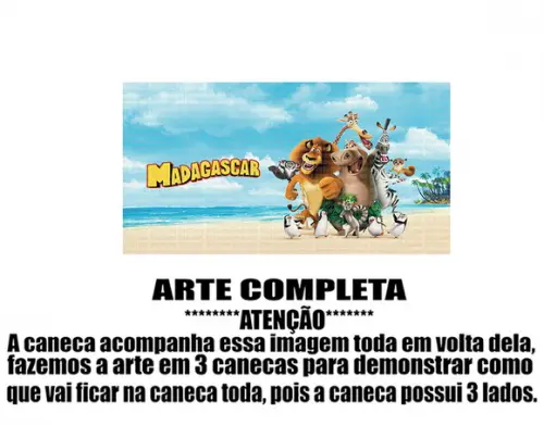 Caneca Polímero Madagascar Personalizada