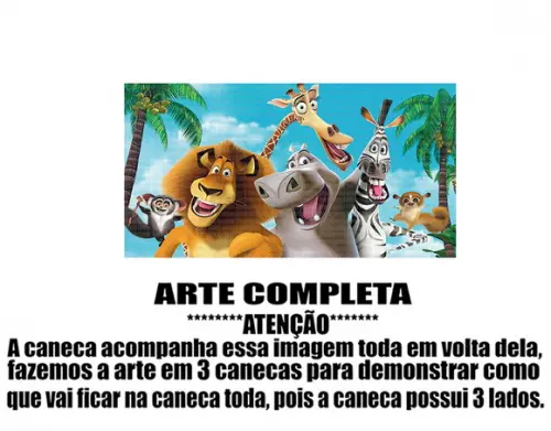 Caneca Polímero Madagascar Personalizada