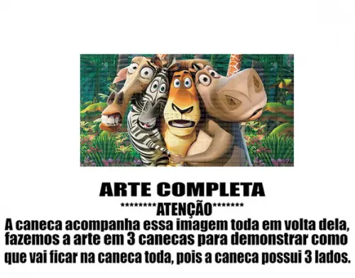 Caneca Polímero Madagascar Personalizada