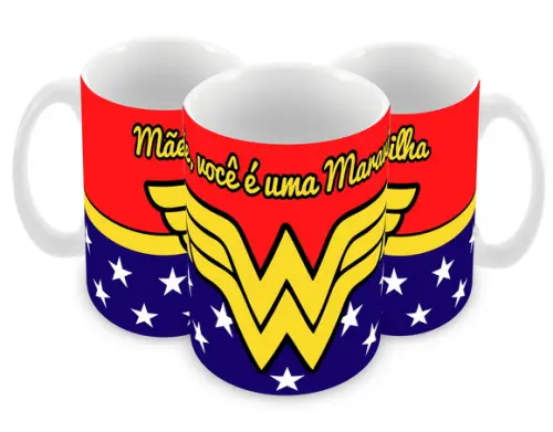 Caneca Polímero Mãe Maravilha Dia das Mães Personalizada