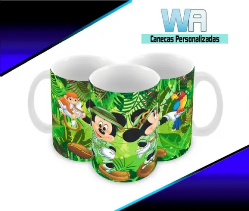 Caneca Polímero Mickey na Selva Personalizada