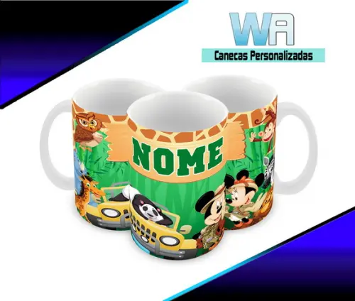 Caneca Polímero Mickey na Selva Personalizada