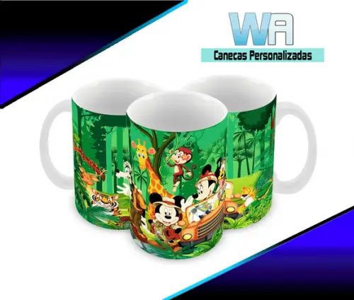 Caneca Polímero Mickey na Selva Personalizada