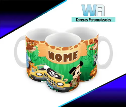 Caneca Polímero Mickey na Selva Personalizada