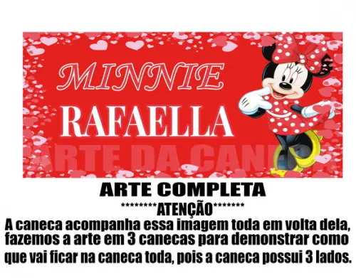 Caneca Polímero Minnie com Nome Personalizada