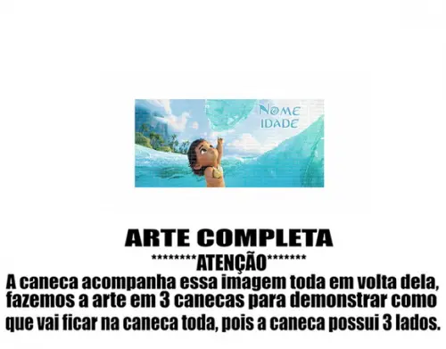 Caneca Polímero Moana Bebê Nome Personalizada