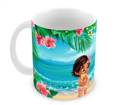 Caneca Polímero Moana Bebê Nome Personalizada