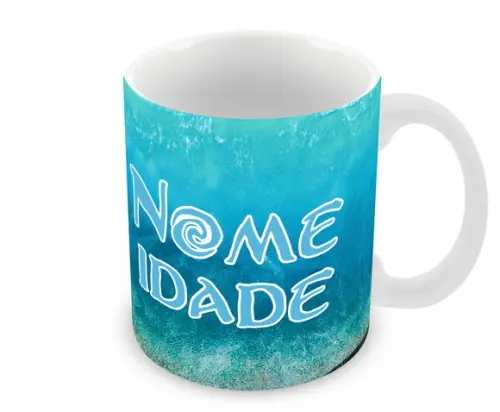 Caneca Polímero Moana Bebê Nome Personalizada