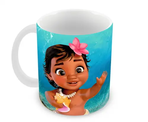 Caneca Polímero Moana Bebê Nome Personalizada